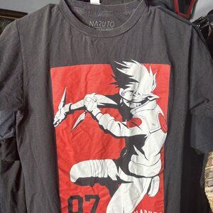 Naruto Shippuden Collection Adult Black 100% Cotton Adult Tee T-Shirt SZ Small